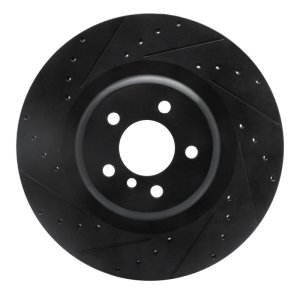 BMW X5 Brake Rotor (1) - Rear Left - R1 Concepts - Drilled & Slotted - Black - `10-`14